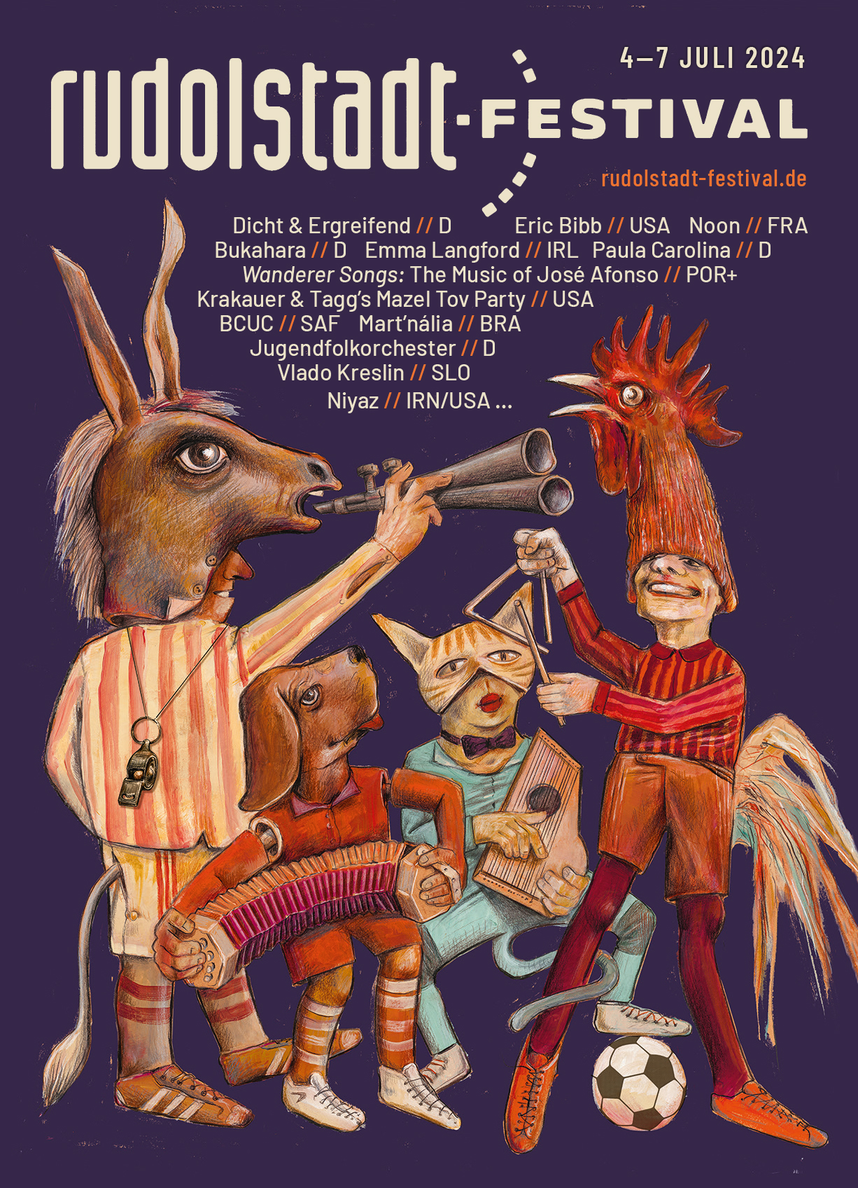 Plakatmotiv des Rudolstadt-Festivals 2024 (Layout Jürgen B. Wolff)