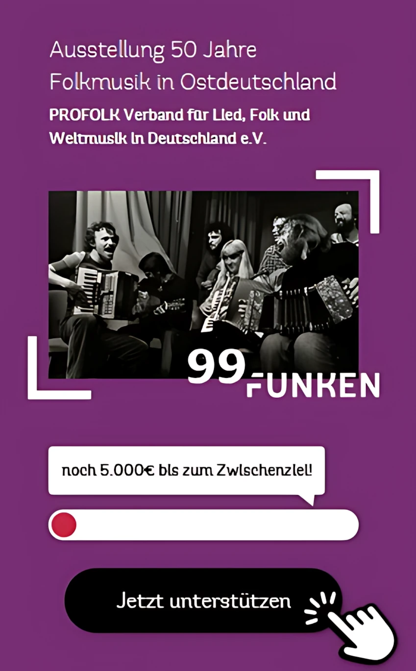 Website des Crowdfunding-Portals "99 Funken" der Sparkasse Leipzig
